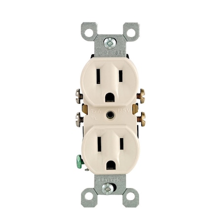 Leviton Duplex Straight Blade Receptacle, 5-15R, 15 A, 125V AC, 2 Pole, 3 Wire, Grounded 05320-TMP